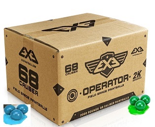 Paintballs EXE Operator Cal. 68 , 2000 unidades. (1000-Bolas Verde/Verde e 1000- Azul/Azul) *Envío Gratis 2/4 Días.